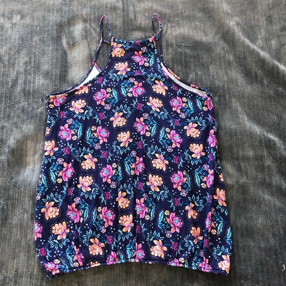EUC Pink Rose Strappy Cross Front Floral Tank Top - Picture 2 of 5